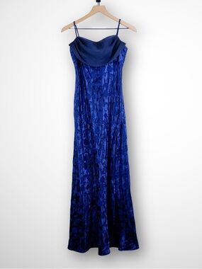 Vintage 90's All That Jazz Midnight Blue Jacquard Gown | 7/8
